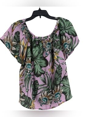 J. Crew Floral Top in Teal, Purple & Green. Sz 4.